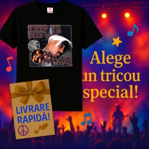 Tricou Tupac Keep Ya Head Up, muzica Rap, Dama | Barbat | Copii, Culoare Negru - Img 15