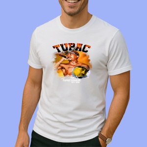 Tricou Tupac Orange Background, muzica Not Applicable, Dama | Barbat | Copii - Img 2