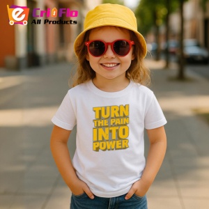 Tricou Turn The Pain Into Power Text Galben Bold, din bumbac 100% , tricou alb pentru Copii | Dama | Barbat - Img 5