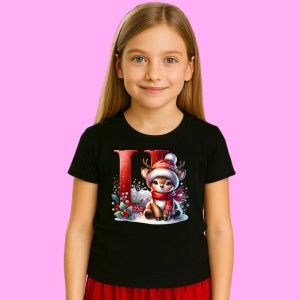 Tricou U Litera Craciun Cu Ren Si Fulgi, din bumbac 100% Copii | Dama | Barbat - Img 3