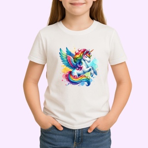 Tricou unicorn with wings flying smile, unicorn cu aripi zambitor si colorat, Copii | Dama | Barbat - Img 3