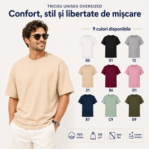 Tricou unisex bărbat oversize Malfini Stage 812, model larg și lejer, 100% bumbac - Img 10