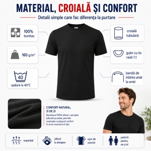 Tricou unisex clasic damă și bărbat Malfini Classic 101, 100% bumbac, 160 g/mp - Img 3