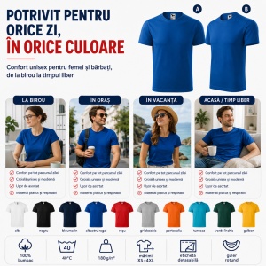 Tricou unisex damă și bărbat Malfini Element 145, 100% bumbac, 180 g/mp, XS–4XL - Img 5