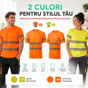 Tricou Unisex Damă și Bărbat Rimeck HV Dry, Vizibilitate Ridicată, Benzi Reflectorizante Segmentate, 100% Poliester, 150 g/m - Img 6
