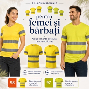 Tricou Unisex Damă și Bărbat Rimeck HV Protect LV9, Vizibilitate Ridicată, Benzi Reflectorizante 3M, 55% Bumbac, 175 g/m² - Img 8