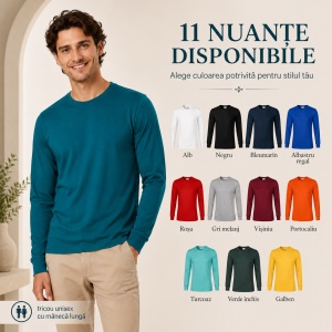 Tricou Unisex Damă și Bărbat Rimeck, Mânecă Lungă cu Manșete, 100% Bumbac, 160 g/m², S–3XL - Img 9