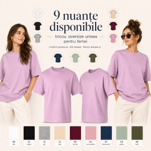 Tricou unisex oversize damă Malfini Stage 812, model larg și lejer, 100% bumbac