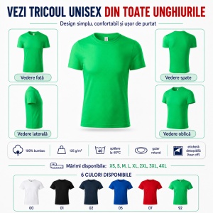 Tricou Unisex Parade din 100% Bumbac, 135 g/m², Guler Rotund, Mărimi XS–4XL - Img 9