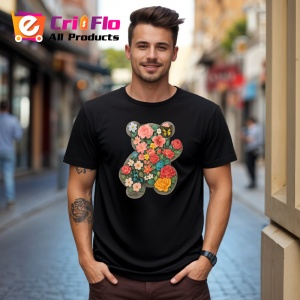 Tricou Urs compus din flori, Copii | Dama | Barbat , tricou negru - Img 10