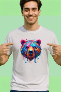 Tricou Urs curcubeu pictat in stil urban Copii | Dama | Barbat - Img 2