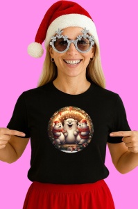 Tricou Urs Polar Cu Om De Zapada, din bumbac 100% Copii | Dama | Barbat - Img 3