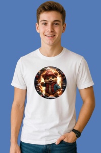Tricou Ursulet Cu Fes Portocaliu, din bumbac 100% Copii | Dama | Barbat - Img 2