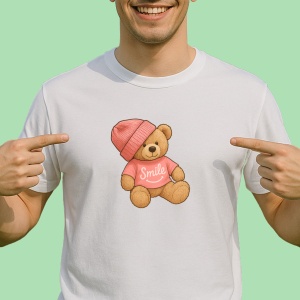 Tricou Ursulet Roz Smile - Copii | Dama | Barbat - Img 2