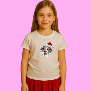 Tricou Vaca Cu Fundal Alb Craciun, din bumbac 100% Copii | Dama | Barbat