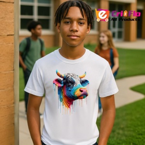 Tricou Vaca multicolora ferma reinterpretata in stil modern Copii | Dama | Barbat - Img 5