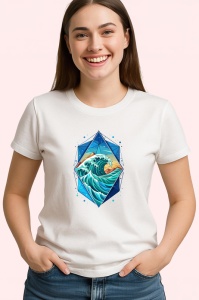 Tricou Val Ocean Albastru Geometric, Copii | Dama | Barbat - Img 4