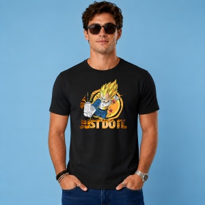 Tricou Vegeta Dragon Ball Z Luptator Anime Energie Portocalie, din bumbac 100%, tricou negru, Copii | Dama | Barbat - Img 3