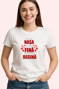 Tricou Vin Nasa Fina Mesaj Rosu, din bumbac 100%, tricou alb, Dama | Barbat