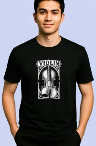 Tricou Violin Ilustratie Vintage, Copii | Dama | Barbat, culoare negru - Img 2