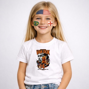 Tricou Virgil Van Dijk Netherlands World Cup Fifa 2026 V2, din bumbac 100%, tricou alb, Copii | Dama | Barbat - Img 2