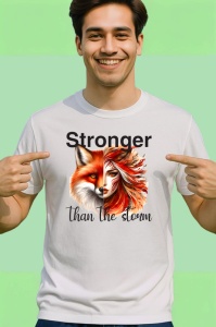 Tricou Vulpe si femeie puternica mesaj motivational stronger than the storm Copii | Dama | Barbat Barbat - Img 2