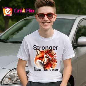 Tricou Vulpe si femeie puternica mesaj motivational stronger than the storm Copii | Dama | Barbat Barbat - Img 8