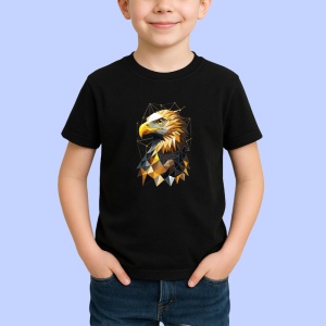Tricou Vultur Auriu Ilustratie Poligonala, Copii | Dama | Barbat, culoare negru - Img 2