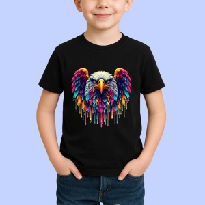 Tricou Vultur cu penaj rosu albastru simbol patriotic graffiti Copii | Dama | Barbat, culoare negru - Img 4