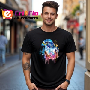 Tricou Vultur in culori pastel fundal alb Copii | Dama | Barbat, culoare negru - Img 5
