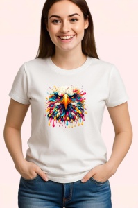 Tricou Vultur realist in culori vibrante fundal alb Copii | Dama | Barbat - Img 3