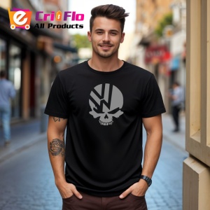 Tricou Vw Craniu Logo Auto Design Agresiv Negru, din bumbac 100%, tricou negru Copii | Dama | Barbat - Img 5