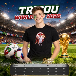 Tricou Wahbi Khazri Tunisia World Cup Fifa 2026, din bumbac 100%, tricou negru, Copii | Dama | Barbat - Img 6