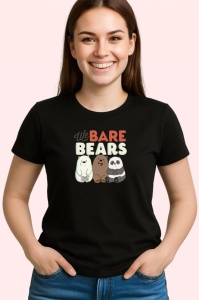 Tricou We Bare Bears cei trei ursi simpatici intr o lume moderna si amuzanta, Copii | Dama | Barbat , tricou negru - Img 3
