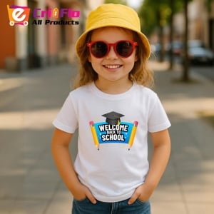 Tricou Welcome Back To School Palarie Absolvire Creioane, din bumbac 100% , tricou alb pentru Copii | Dama | Barbat - Img 5