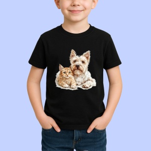 Tricou West Highland White Terrier si pisica portocalie adorabili impreuna Copii | Dama | Barbat Barbat - Img 6