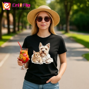 Tricou West Highland White Terrier si pisica portocalie adorabili impreuna Copii | Dama | Barbat Barbat - Img 22