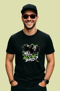 Tricou Will You Be Gym Bro Haltere Verde, Copii | Dama | Barbat, culoare negru - Img 2