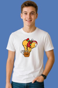Tricou Winnie Pe Borcan Hunny Cu Caciula Rosie, din bumbac 100% Copii | Dama | Barbat - Img 2
