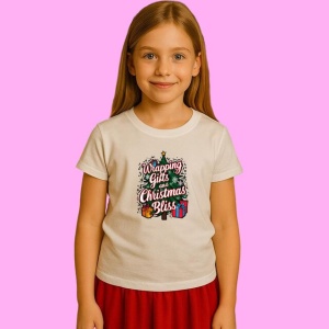 Tricou Wrapping Gifts And Christmas Bliss, din bumbac 100%, tricou alb, Copii | Dama | Barbat