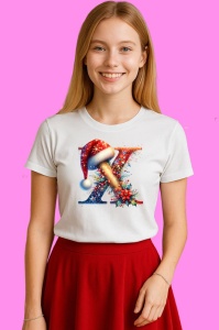 Tricou X Litere Alfabet Craciun Impodobite Cu Decoratiuni, din bumbac 100% Copii | Dama | Barbat - Img 3