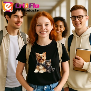 Tricou Yorkshire Terrier si pisica neagra expresie a dragostei Copii | Dama | Barbat Barbat - Img 23