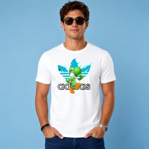 Tricou Yoshi Dinozaurul Logo Albastru Splash Urban Gaming Art, din bumbac 100% Copii | Dama | Barbat - Img 2