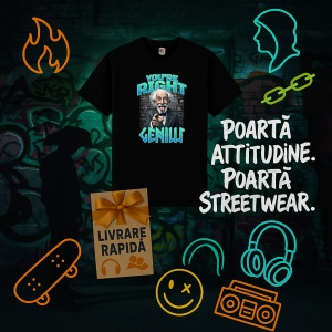 Tricou you're right genius Negru, Copii | Dama | Barbat - Img 11