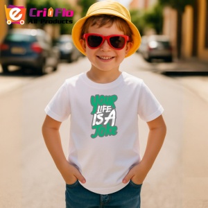 Tricou Your Life Is A Joke Text Graffiti Verde Negru, din bumbac 100% , tricou alb pentru Copii | Dama | Barbat - Img 4