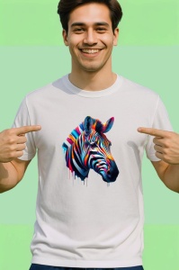 Tricou Zebra multicolora in stil pop art Copii | Dama | Barbat - Img 2