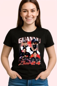 Tricou Zhou Guanyu Poster Colaj Portret Costum Negru Alb Formula 1, Copii | Dama | Barbat - Img 2