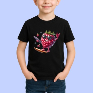 Tricou Zmeura amuzanta de vara cool, Fructe, Copii | Dama, culoare negru