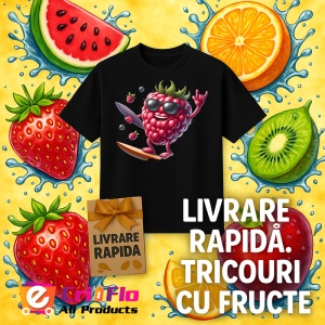 Tricou Zmeura amuzanta de vara cool, Fructe, Copii | Dama, culoare negru - Img 12