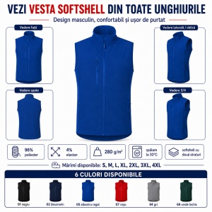 Vestă Bărbați tip Jachetă fără Mâneci, Softshell cu Fermoar – Trail 568 - Img 5
